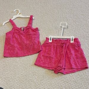Janie and Jack terry pink set size 8
